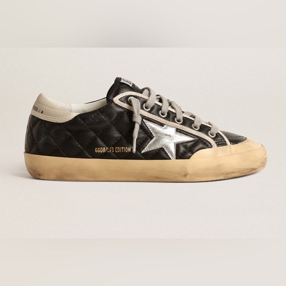 Golden Goose Shoes - Golden Goose Super-Star Penstar in black matelassé nappa with silver star Sz 38